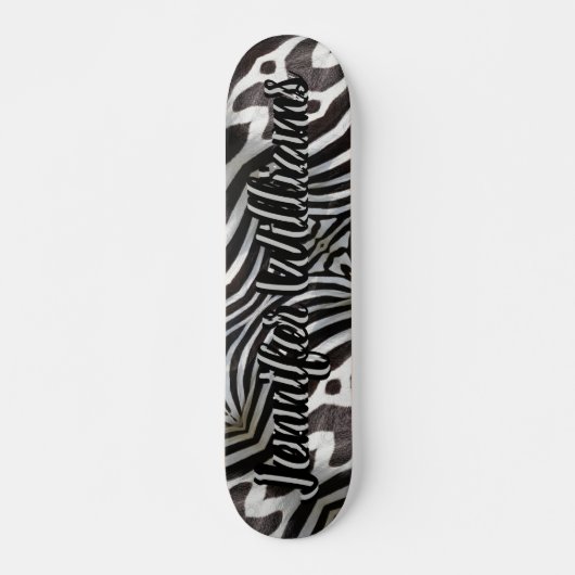 Zebra Stripes Elegant Pattern voegt Naam of Tekst  Persoonlijk Skateboard (Voorkant)