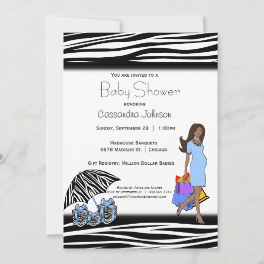 Zebra Stripes en Blue African American mama Kaart (Voorkant)