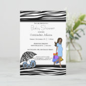 Zebra Stripes en Blue African American mama Kaart (Staand voorkant)