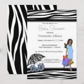 Zebra Stripes en Blue African American mama Kaart (Voorkant / Achterkant)