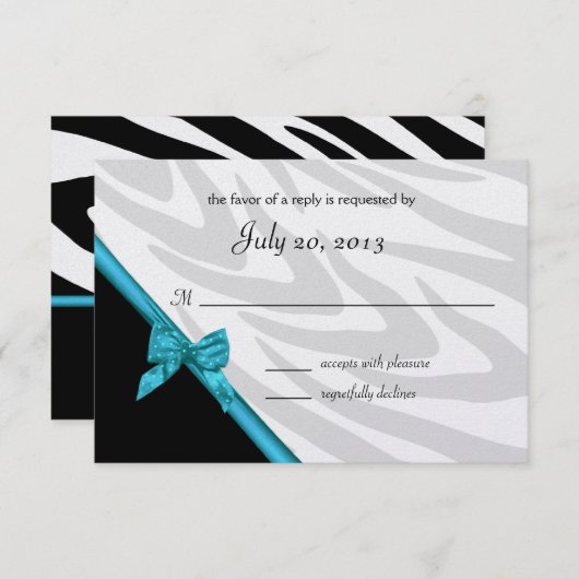 Zebra Stripes en Blue Ribbon / Respons Kaart (Voorkant / Achterkant)