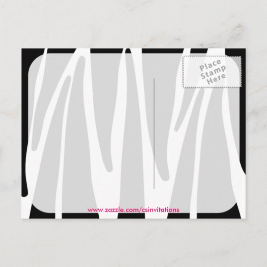 Zebra Stripes en Hot Pink Monogramed Post Cards Uitnodiging Briefkaart (Achterkant)