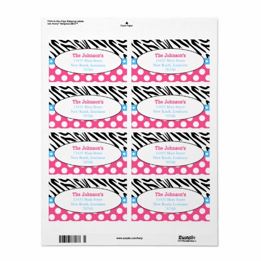 Zebra Stripes Etiket (Full Sheet)