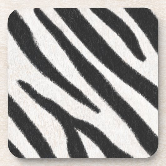 Zebra Stripes Exotic Fur Realistic Animal Print Bier Onderzetter (Voorkant)