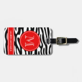 Zebra stripes gepersonaliseerde naam monogram bagagelabel (Voorkant horizontaal)
