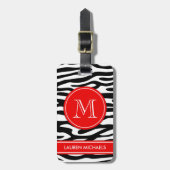 Zebra stripes gepersonaliseerde naam monogram bagagelabel (Voorkant verticaal)