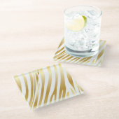 Zebra Stripes Gold Pattern Trendy Design Glazen Onderzetter (Schuin)