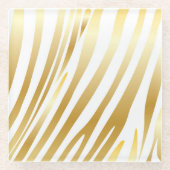 Zebra Stripes Gold Pattern Trendy Design Glazen Onderzetter (Voorkant)