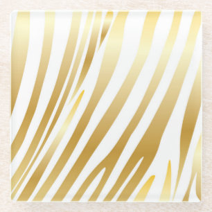 Zebra Stripes Gold Pattern Trendy Design Glazen Onderzetter