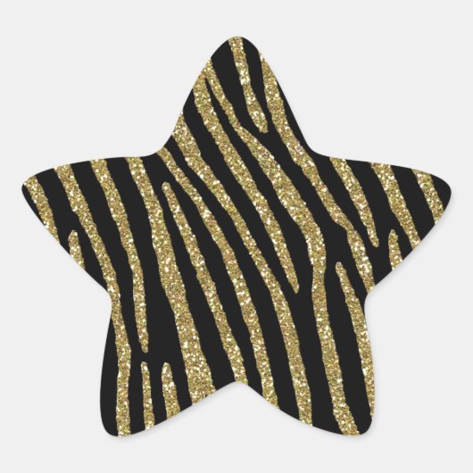 Zebra Stripes Gouden Messing Elegantie Ster Sticker (Voorkant)