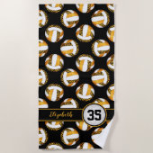 zebra stripes gouden oranje sportmeisjes volleybal strandlaken (Voorkant)