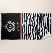 Zebra Stripes Laurel Wreath Crown Black White Strandlaken (Voorkant)