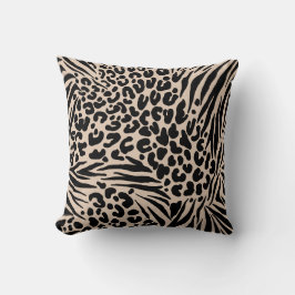 Zebra Stripes Leopard Beige Black Wild Animal Kussen