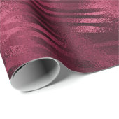 Zebra Stripes Lines Marsala Glitter Burgundy Cadeaupapier (Rol Hoek)