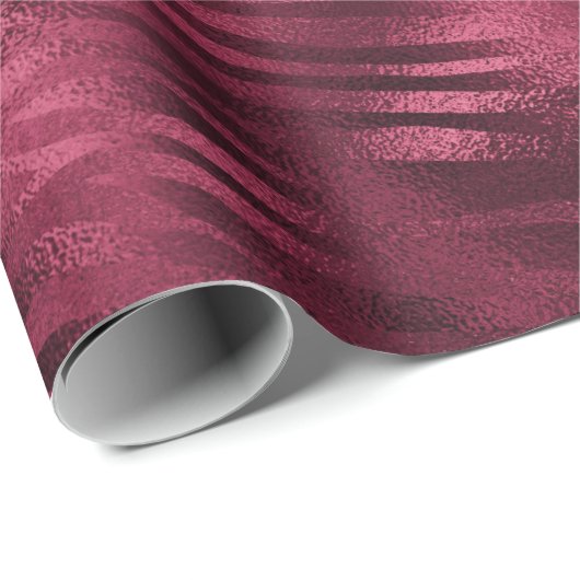 Zebra Stripes Lines Marsala Glitter Burgundy Cadeaupapier (Rol Hoek)