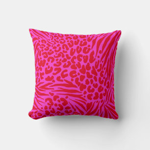 Zebra Stripes Luipaard Roze Rood Wilde Dier Kussen