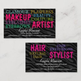 Zebra Stripes Makeup Artist and Hair Stylist Visitekaartje