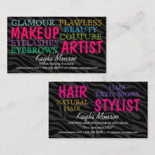 Zebra Stripes Makeup Artist and Hair Stylist Visitekaartje
