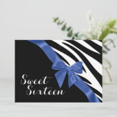 Zebra Stripes met Bow Sweet Sixteen Birthday Kaart (Staand voorkant)