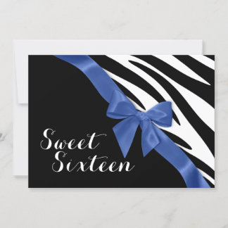 Zebra Stripes met Bow Sweet Sixteen Birthday Kaart
