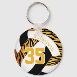zebra stripes met goud en zwarte meisjes volleybal sleutelhanger