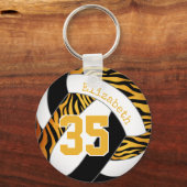 zebra stripes met goud en zwarte meisjes volleybal sleutelhanger (Achterkant)