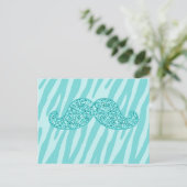 ZEBRA STRIPES MET MEESTE BLAUWGROEN GLITTER MUSTAC BRIEFKAART (Staand voorkant)