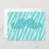 ZEBRA STRIPES MET MEESTE BLAUWGROEN GLITTER MUSTAC BRIEFKAART (Voorkant / Achterkant)