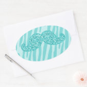 ZEBRA STRIPES MET MEESTE BLAUWGROEN GLITTER MUSTAC OVALE STICKER (Envelop)