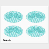 ZEBRA STRIPES MET MEESTE BLAUWGROEN GLITTER MUSTAC OVALE STICKER (Vel)