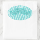 ZEBRA STRIPES MET MEESTE BLAUWGROEN GLITTER MUSTAC OVALE STICKER (Tas)