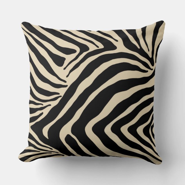 Zebra Stripes met zwarte achterzijde Kussen (Voorkant)