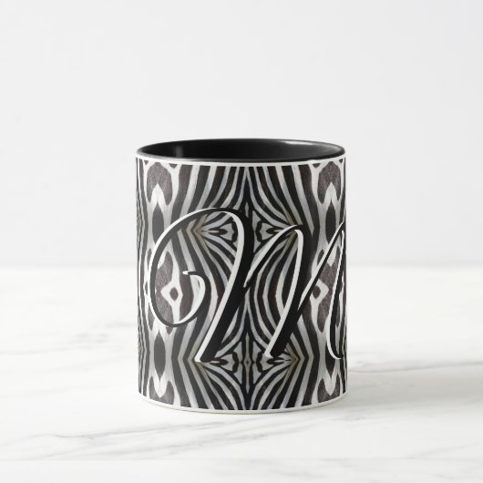 Zebra Stripes Monogram in zwart en wit Mok (Midden)