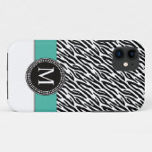 Zebra Stripes Monogram Turquoise iPhone 5 Hoesje (Achterkant (horizontaal))
