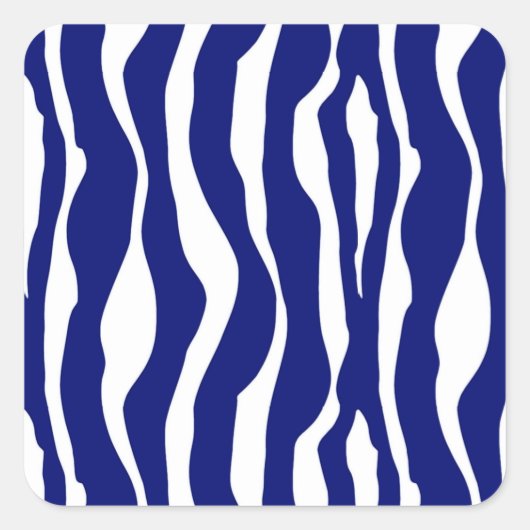 Zebra Stripes, Navy Blue en White Vierkante Sticker (Voorkant)