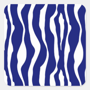 Zebra Stripes, Navy Blue en White Vierkante Sticker