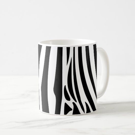 Zebra Stripes Oerwoud Black and White Pattern Koffiemok (Voorkant rechts)