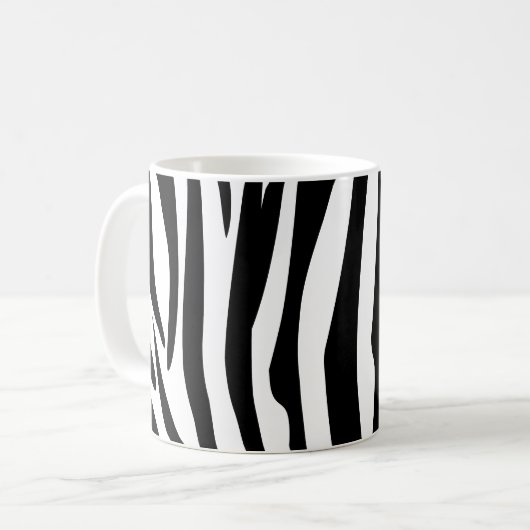 Zebra Stripes Oerwoud Black and White Pattern Koffiemok (Voorkant links)