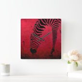 Zebra Stripes op Red Square Wall Clock Vierkante Klok (Huis)