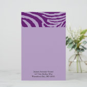 ZEBRA STRIPES: PAARS en LAVENDER Briefpapier (Staand voorkant)