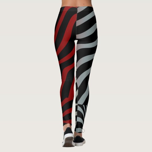 Zebra Stripes Pattern - 3D Red White Leggings (Achterkant)
