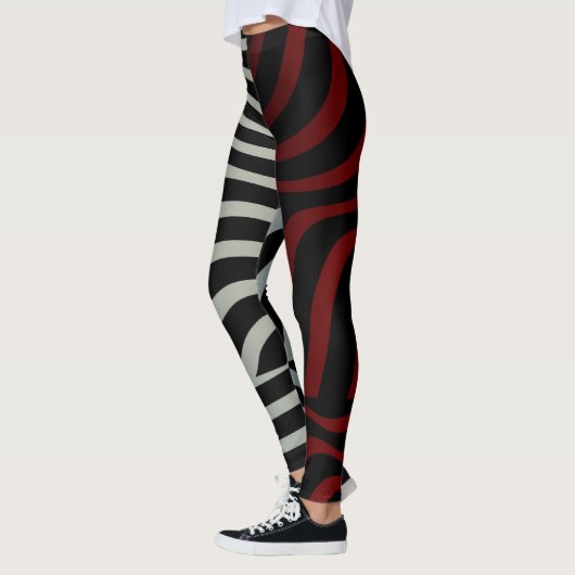 Zebra Stripes Pattern - 3D Red White Leggings (Links)