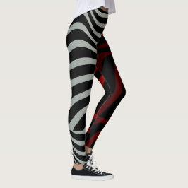 Zebra Stripes Pattern - 3D Red White Leggings