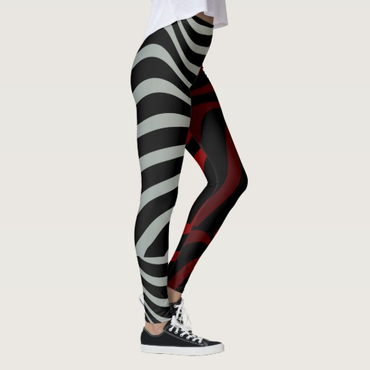 Zebra Stripes Pattern - 3D Red White Leggings (Rechts)