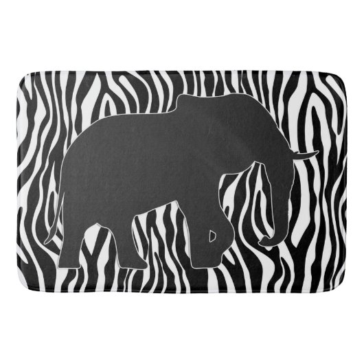 Zebra Stripes Pattern met Elephant + uw ideeën Badmat (Voorkant)
