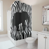 Zebra Stripes Pattern met Elephant + uw ideeën Douchegordijn (In situ)