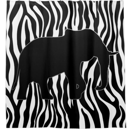 Zebra Stripes Pattern met Elephant + uw ideeën Douchegordijn (Voorkant)