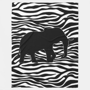Zebra Stripes Pattern met Elephant + uw ideeën Fleece Deken