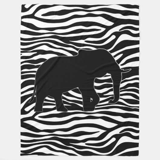 Zebra Stripes Pattern met Elephant + uw ideeën Fleece Deken (Voorkant)