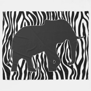 Zebra Stripes Pattern met Elephant + uw ideeën Fleece Deken